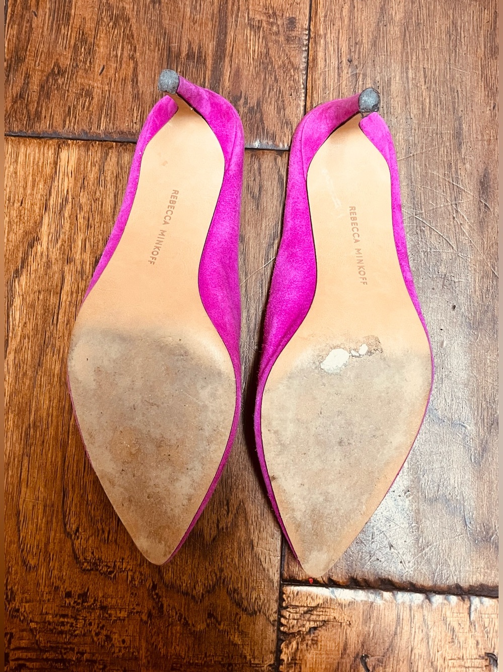 Rebecca Minkoff vamp cut fuchsia pink suede mules - Picture 6 of 7
